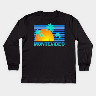 Montevideo Uruguay Sunset Palm Trees Kids Long Sleeve T-Shirt